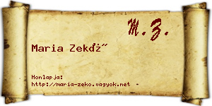 Maria Zekő névjegykártya